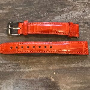 Michele orange leather watch band 16mm